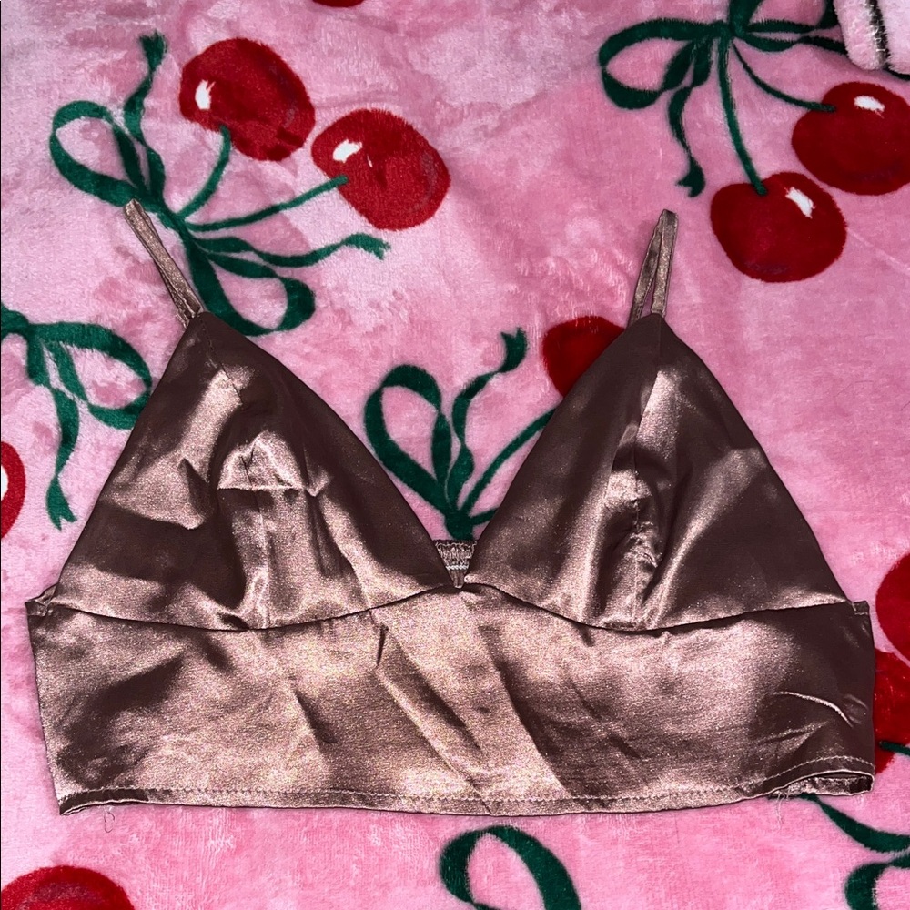 SHEIN Satin Bralette in Shimmering Brown